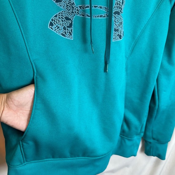 Under Armour Hooded Pullover Fleece Jacket Women’s sz. M Green Storm Pulse - Picture 9 of 10